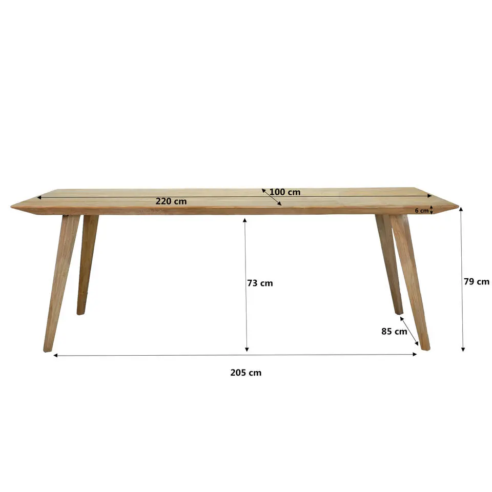 Livingfurn - Eetkamertafel Tomar 220cm - Teakhout