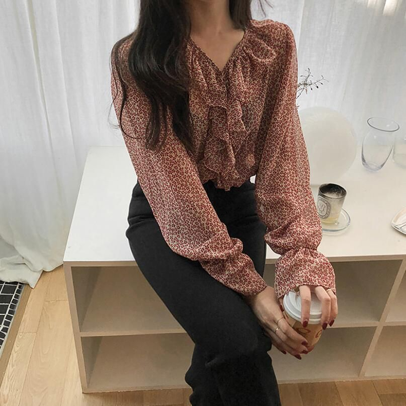 Brigitte - Blouse met lange mouwen en ballonmotief met bloemenprint