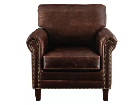 Fauteuil en cuir vieilli CASSANDRA - Marron