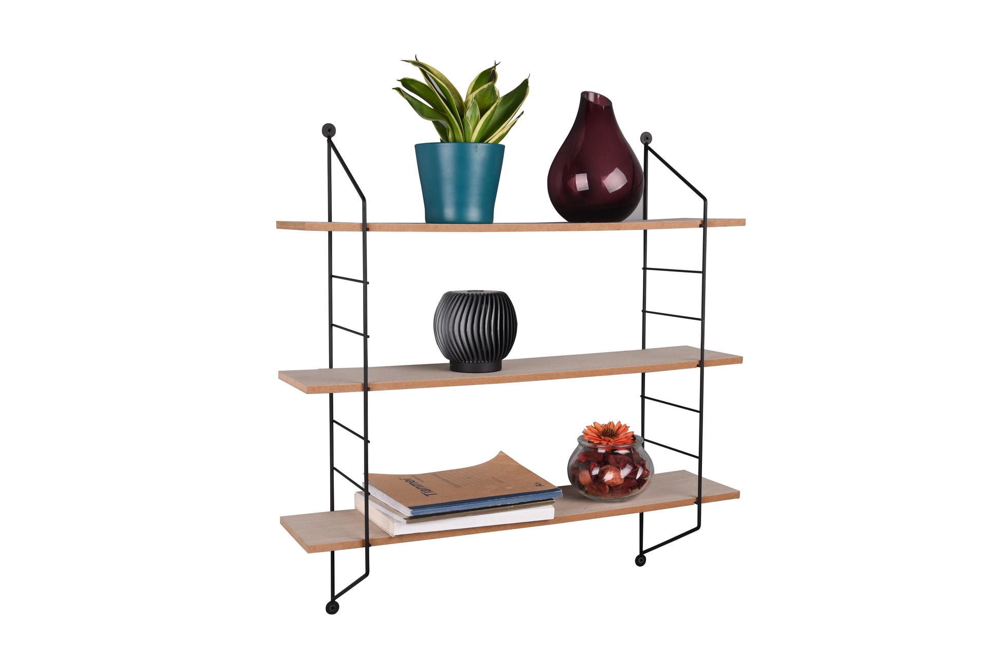 Wandregal Clara 62 x 60 cm Braun/schwarz