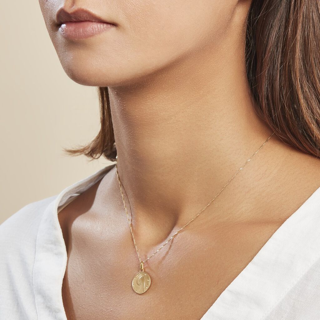 Pendentif Vierge Rond Diamante Or Jaune