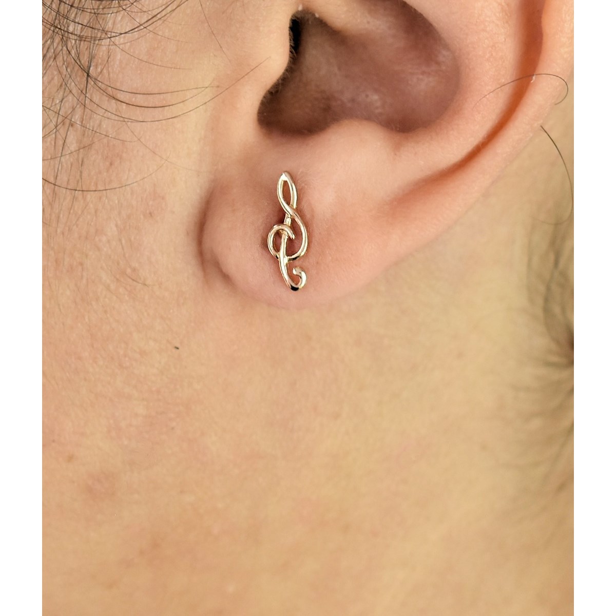Boucles d'oreilles clé de sol note de musique Plaqué OR 750 3 microns