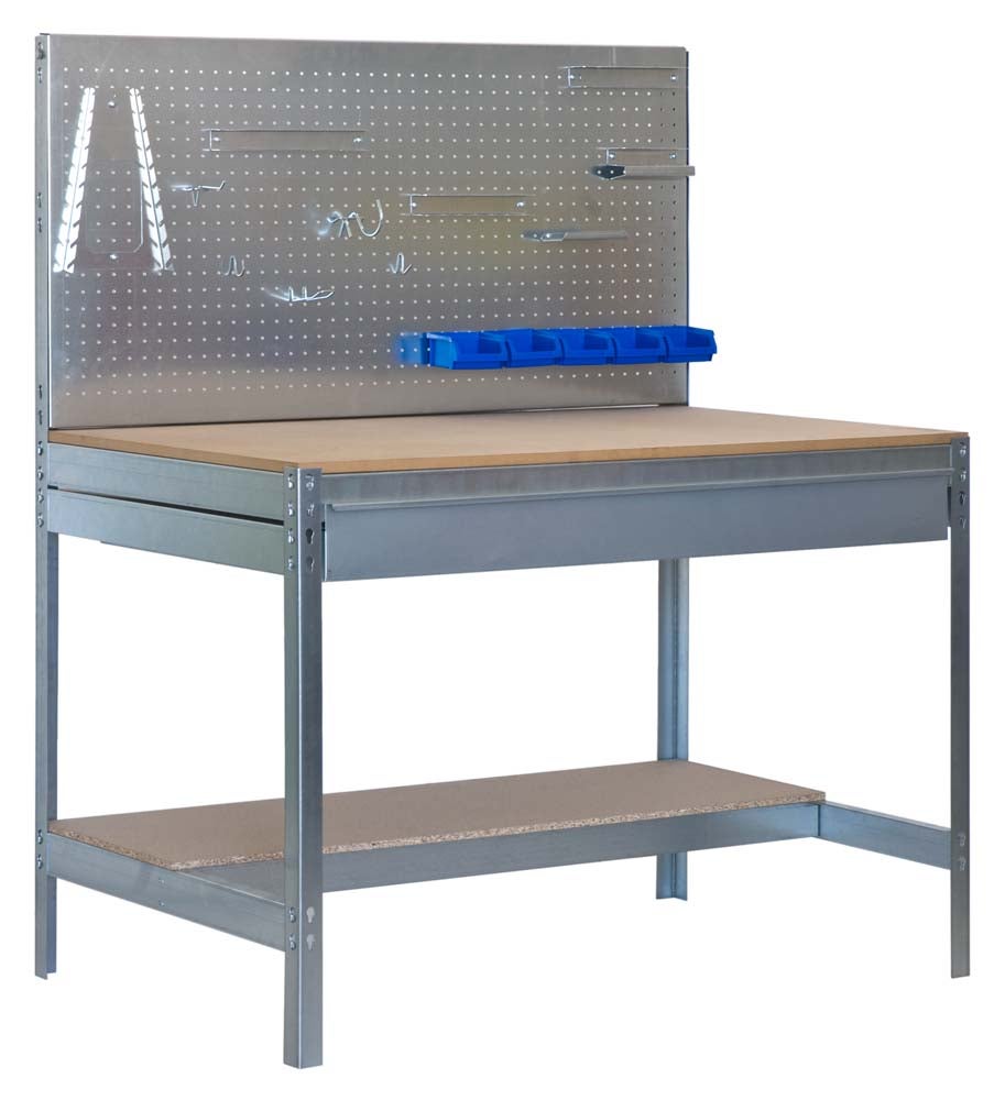 PROREGAL Buffalo werkbank met gereedschapswand en lade, afmetingen (H x B x D): 84 x 90 x 61 cm, draagvermogen: 400 kg, verzinkt