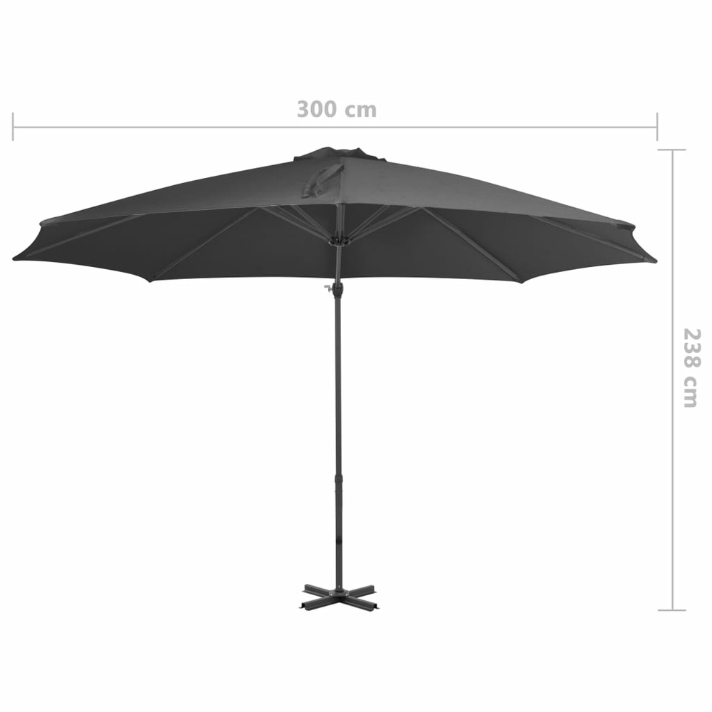 Parasol meuble de jardin en porte-à-faux et poteau en aluminium 300cm anthracite