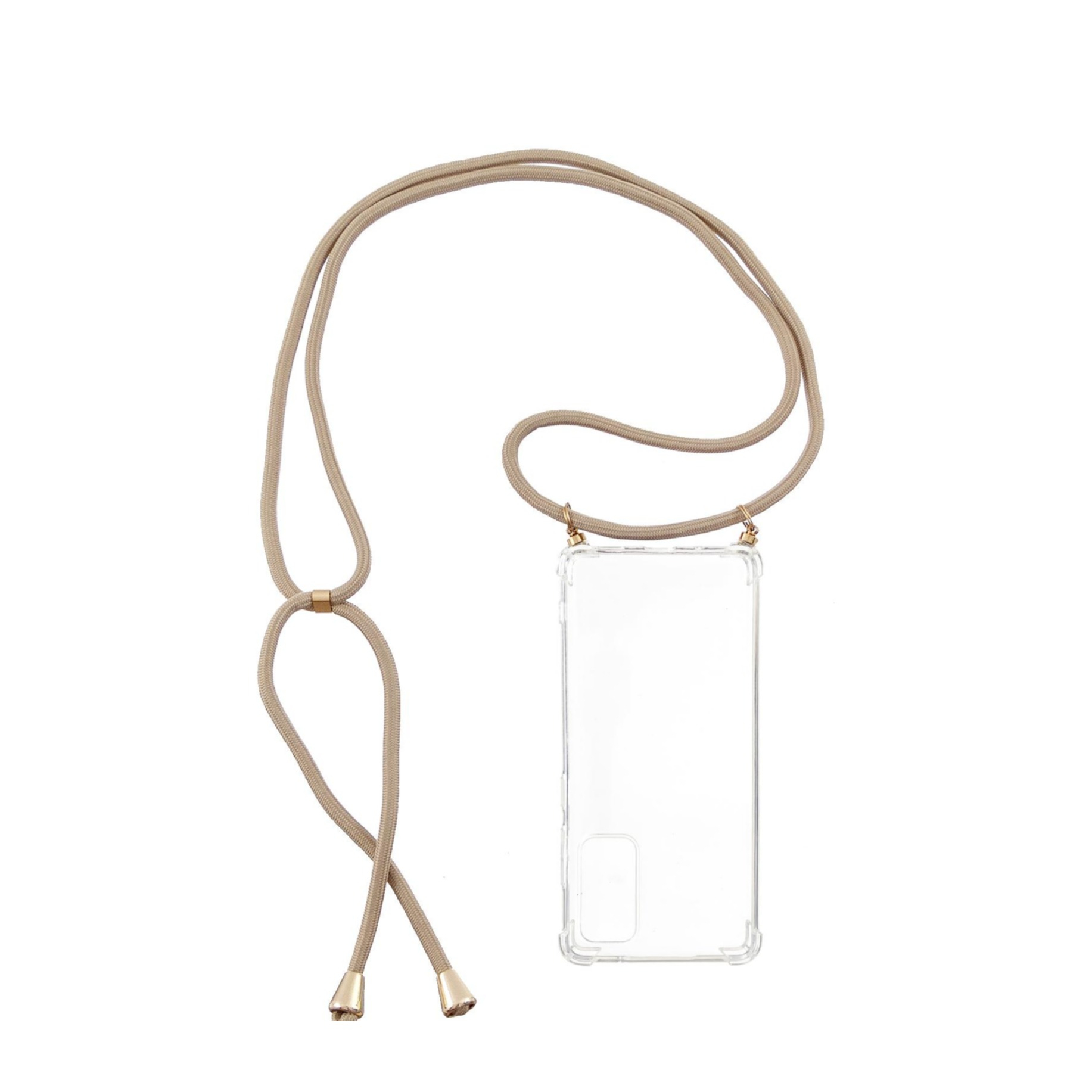 Samsung Galaxy S21 FE 5G Necklace Gummi Hülle Air Cushion Fallschutz   Handykette (150cm) - Beige / Gold