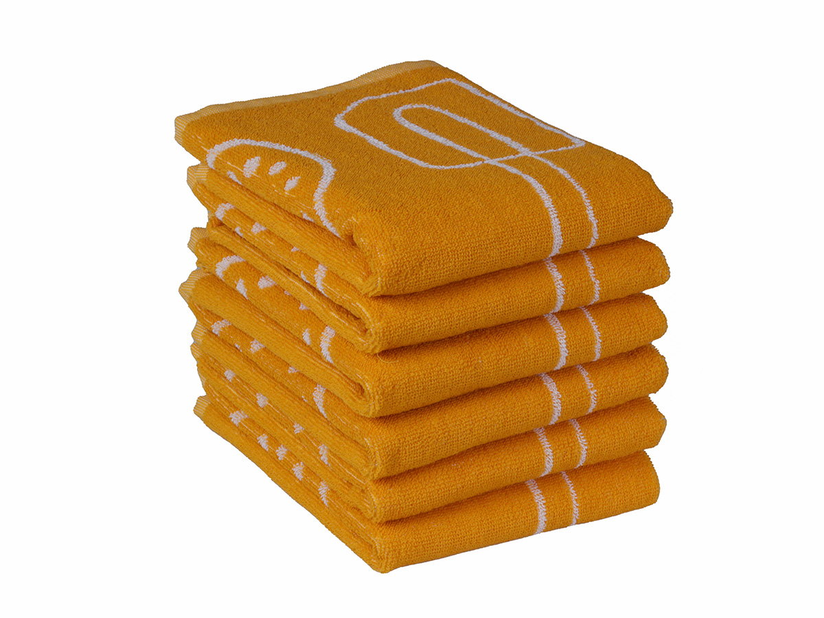 DoubleDry Keukentools 50 x 50 cm set van 6 keukendoeken - Yellow