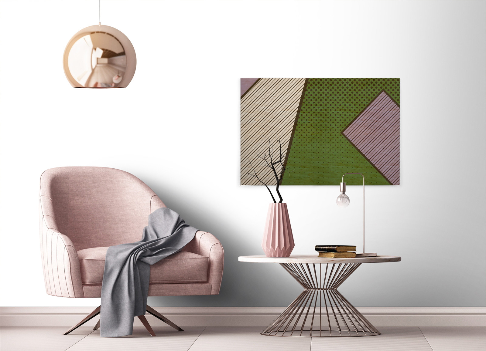 Leinwandbild GRAFIKMUSTER- grün-beige - 90x60 cm