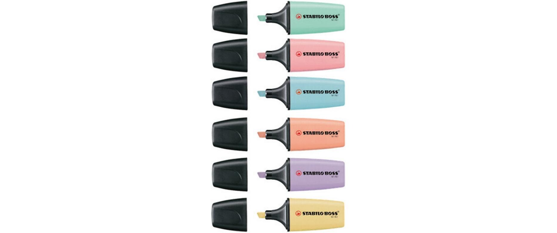 Textmarker Boss Mini Pastell 6er EtuiMarker im kompakten Miniformat