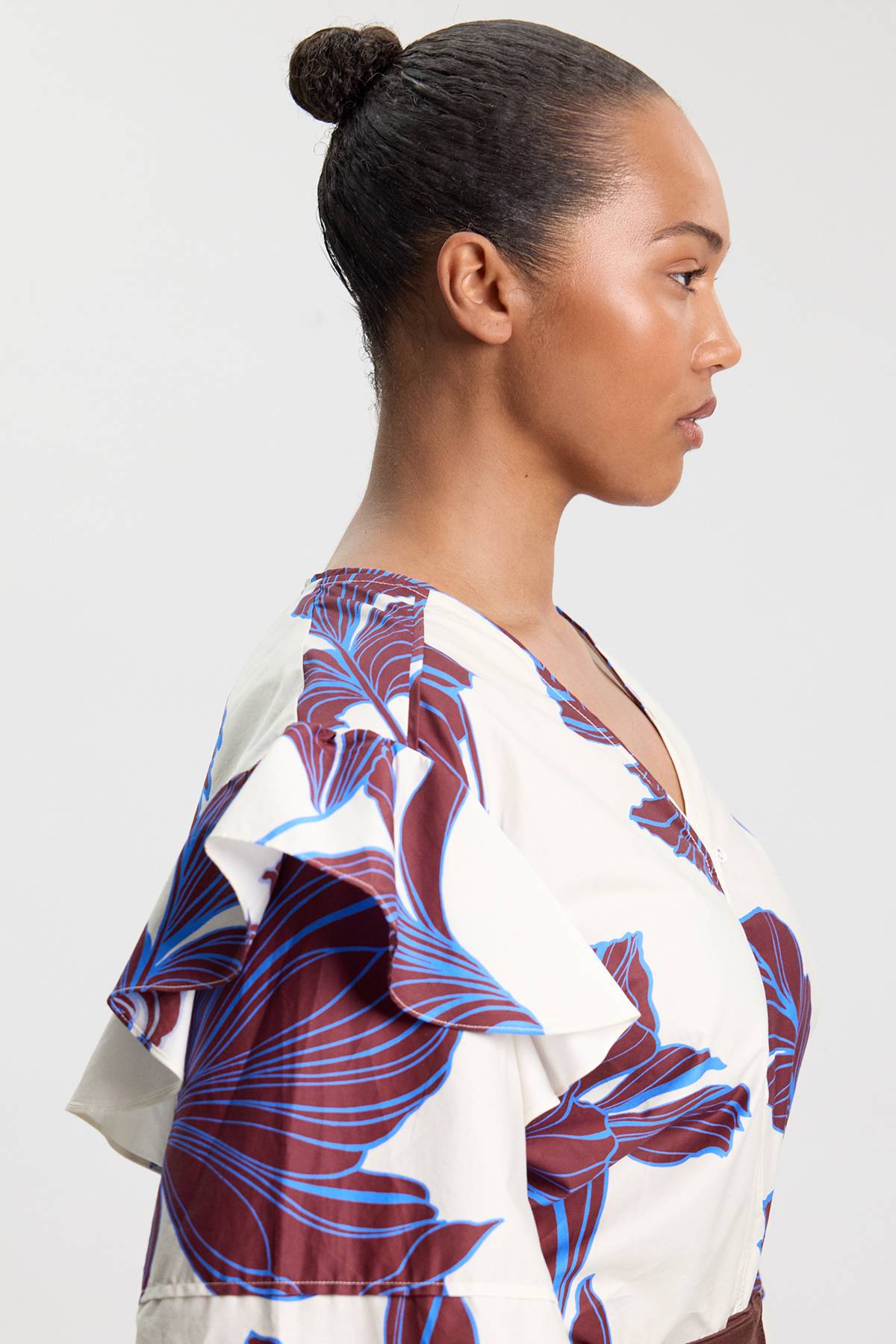 KarenMillen Chemise Grande Taille En Satin De Coton Tissé À Imprimé Floral Graphique