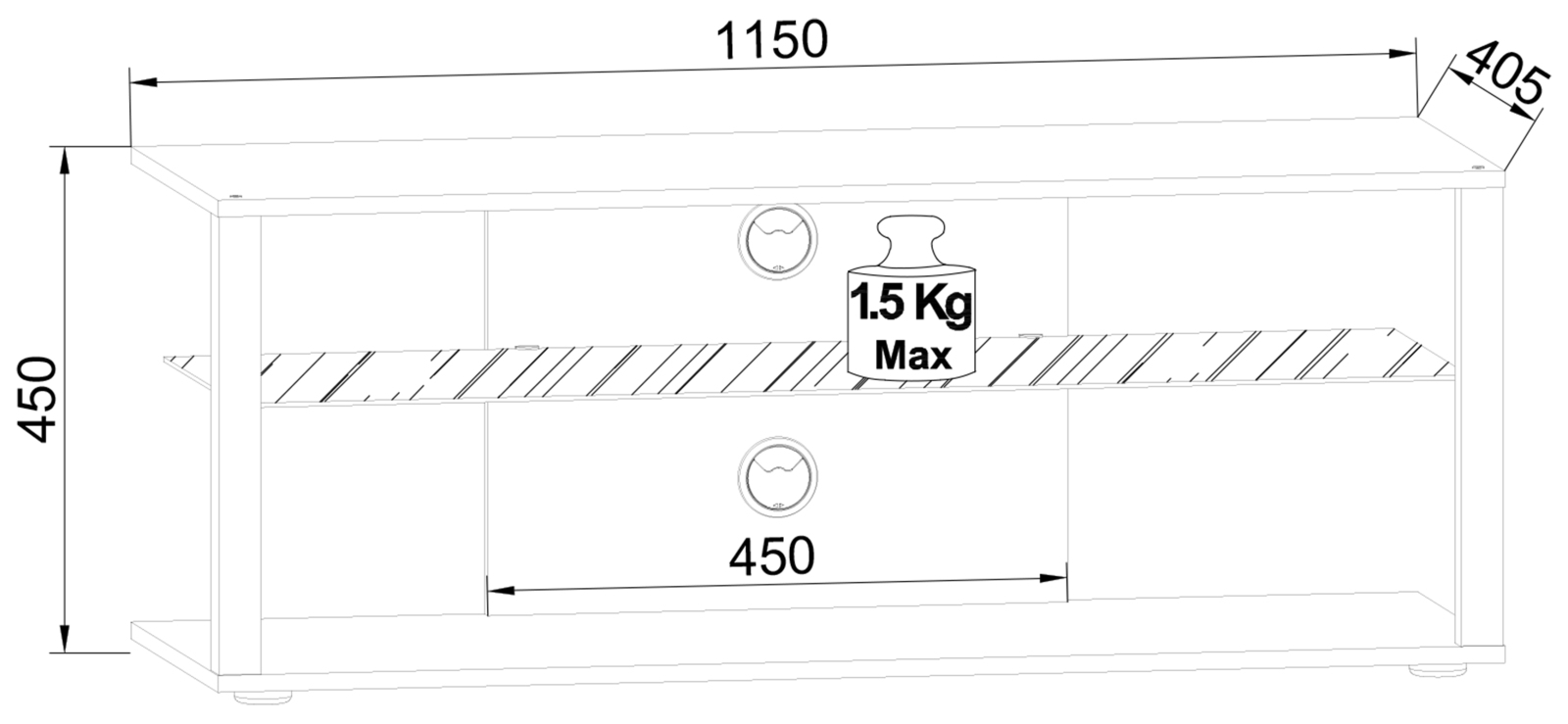 TV-Lowboard FOLAS XL - weiß - 115 cm breit