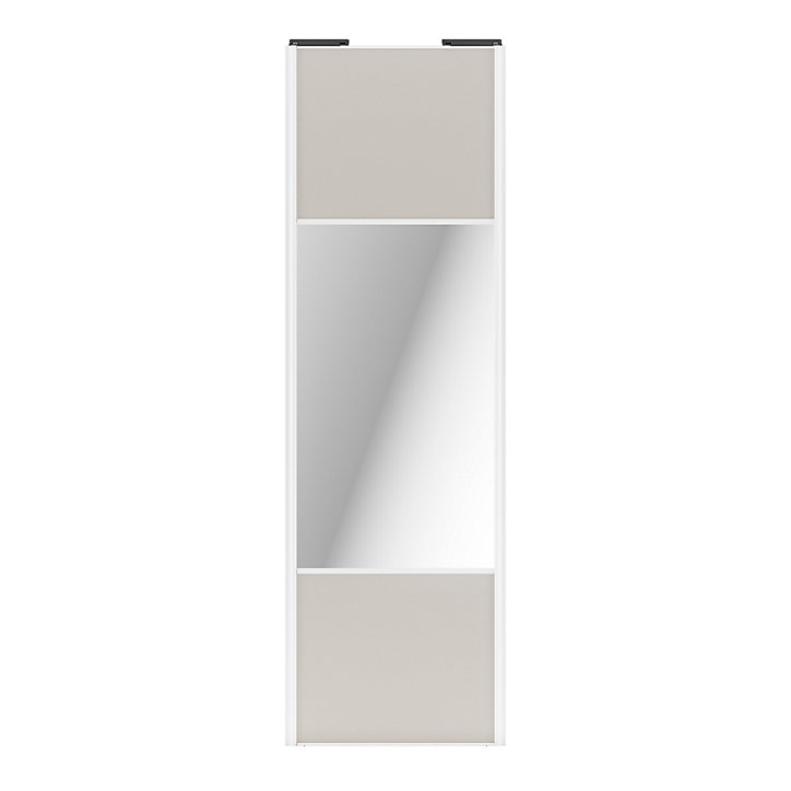 Porte de placard coulissante avec miroir gris clair mat profil blanc GoodHome Arius H. 248,5 x L. 77.2 cm + amortisseurs