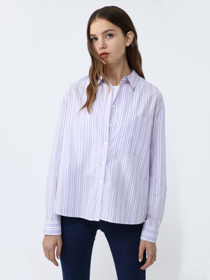 Camisa básica com bolso - Listras