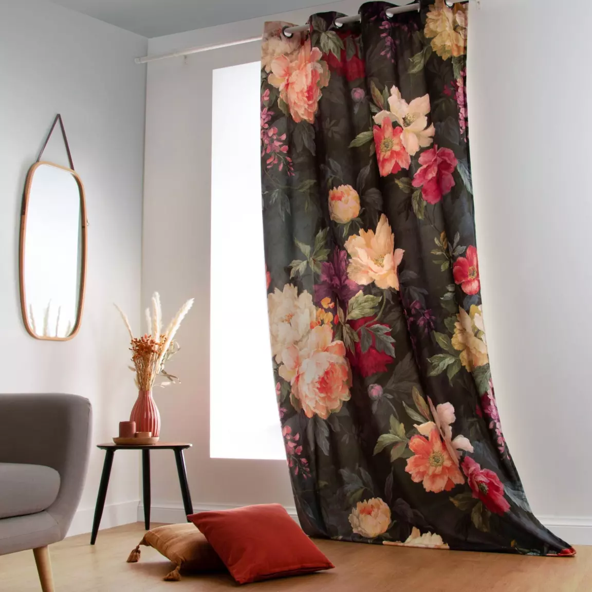 Rideau oeillets (145 x 250 cm) Pivoine Rouge
