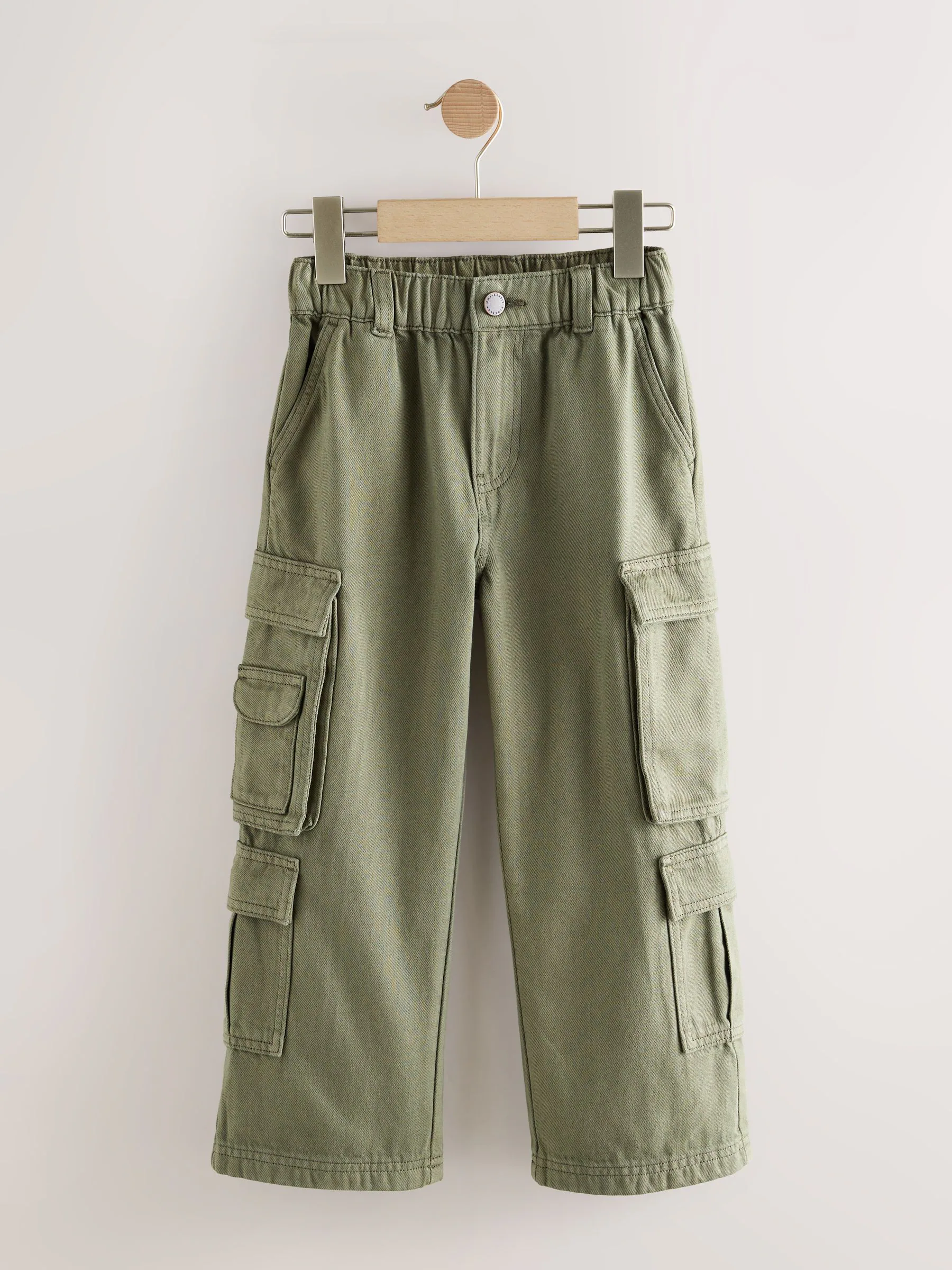Kakigroen - Cargo broek van geweven twill-katoen (3-16jr)