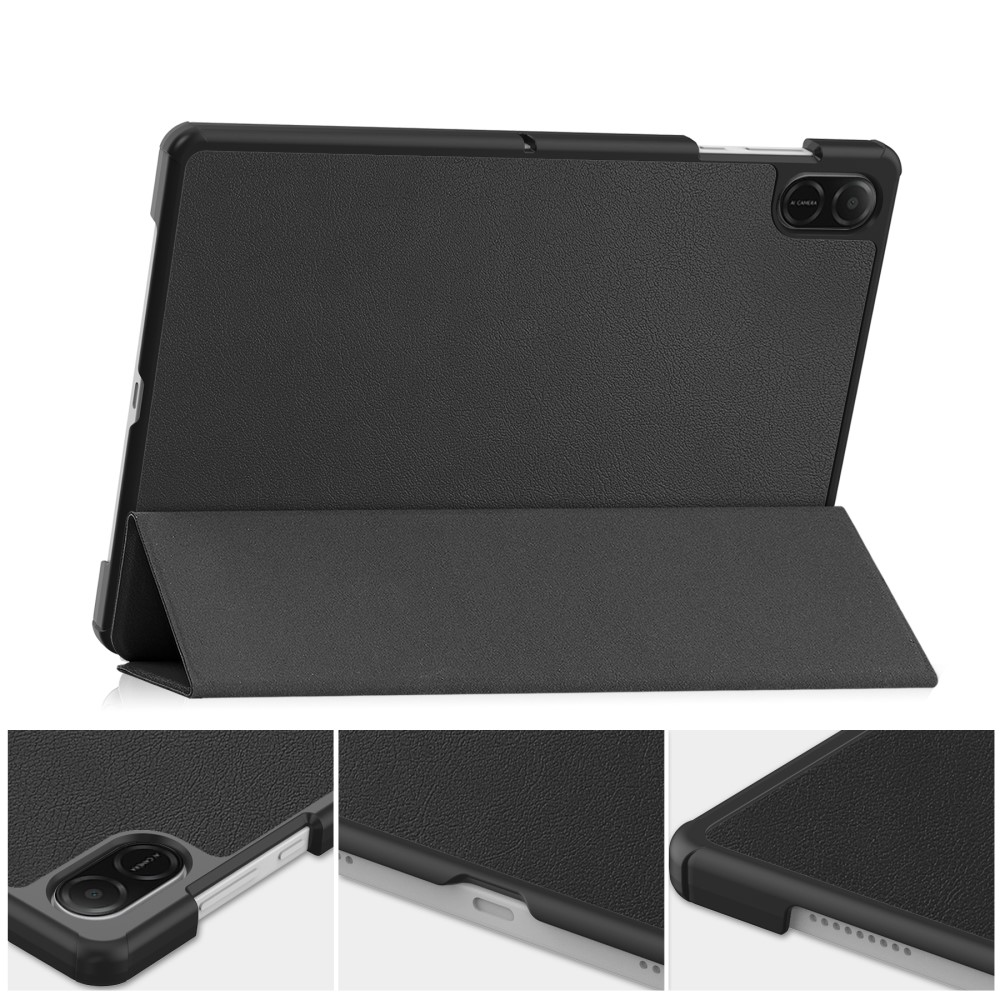Honor Pad X8a Leder Tasche Smart Cover Hülle Litchi Look - Schwarz