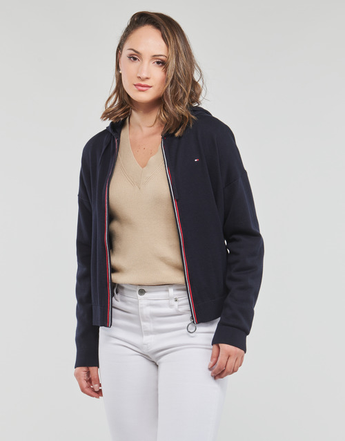 Tommy Hilfiger - GLOBAL STP HOODIE ZIP CARDIGAN - Marine