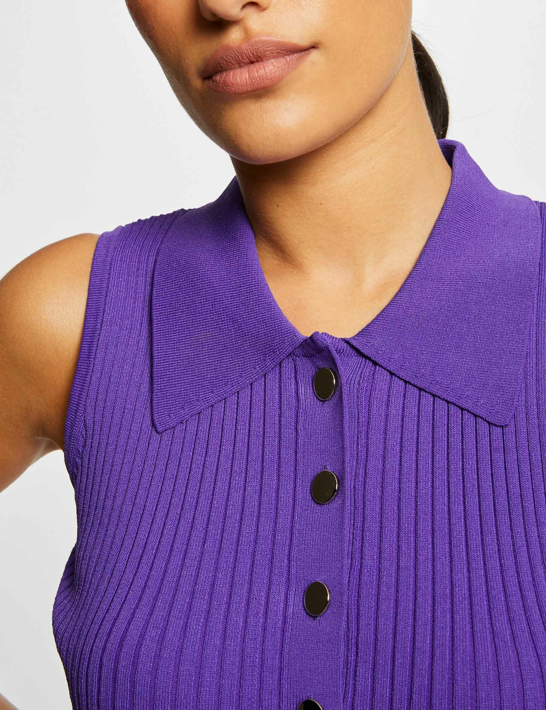 Pull débardeur sans manches col polo violet fonce femme - violet_fonce