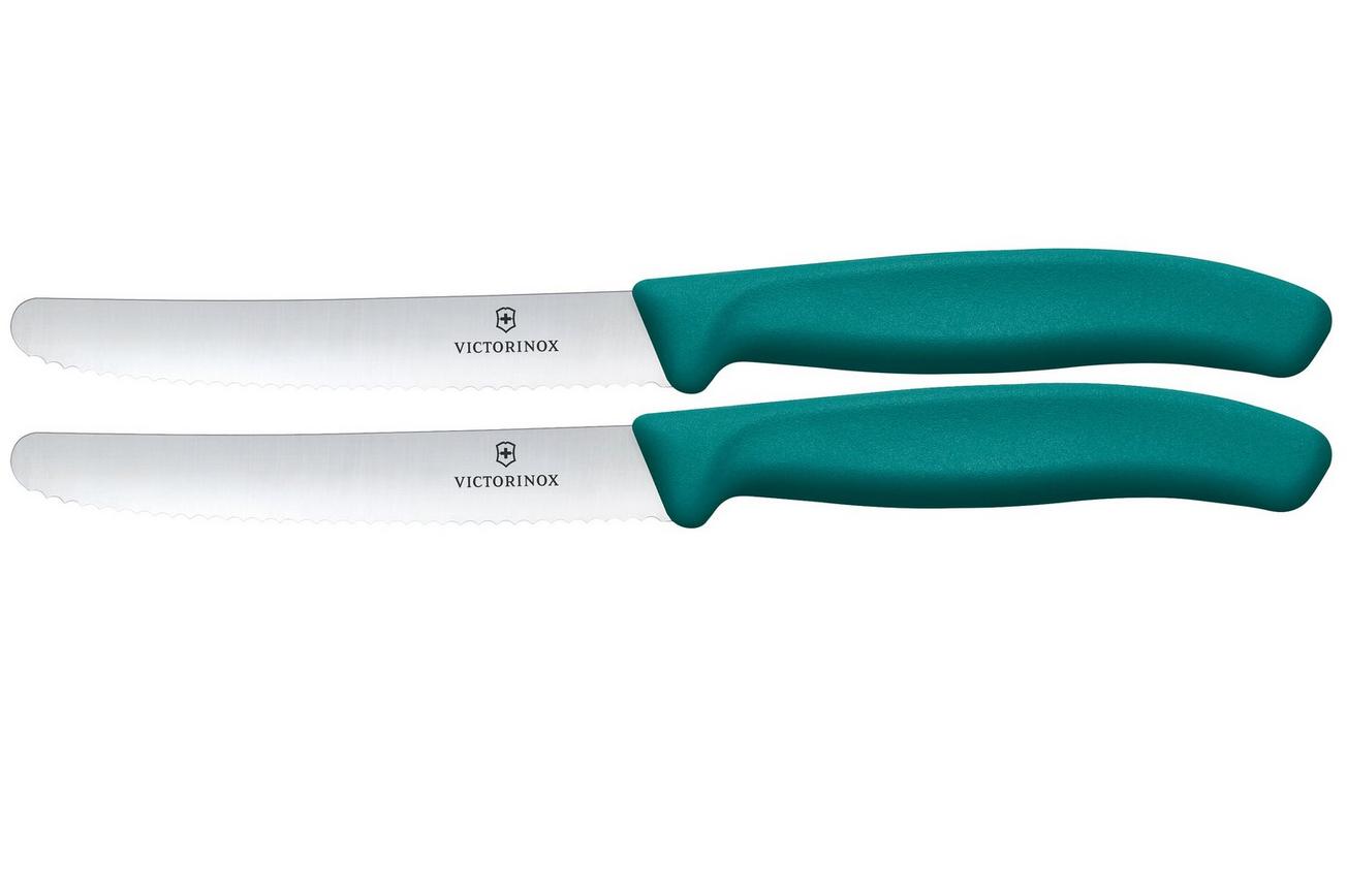 Victorinox Swiss Classic 6.7834.2C1 Tomato & Table Knife, Wavy, Green, set van 2 tomatenmessen