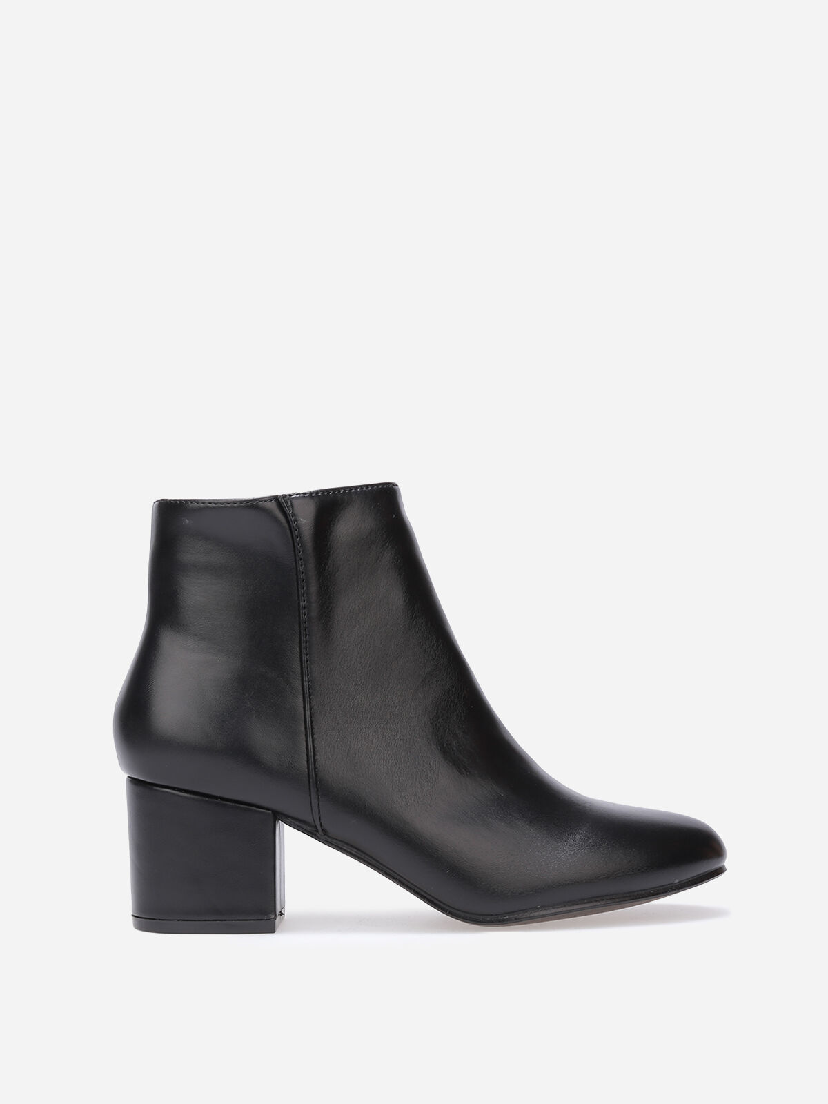 Bottines à talon et bout rond- Noir