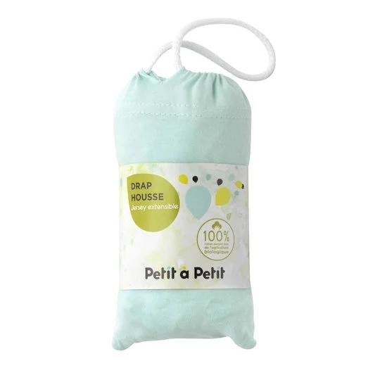Drap housse en jersey bio   Vert d'eau        70 x 140 cm   de               Petit à petit