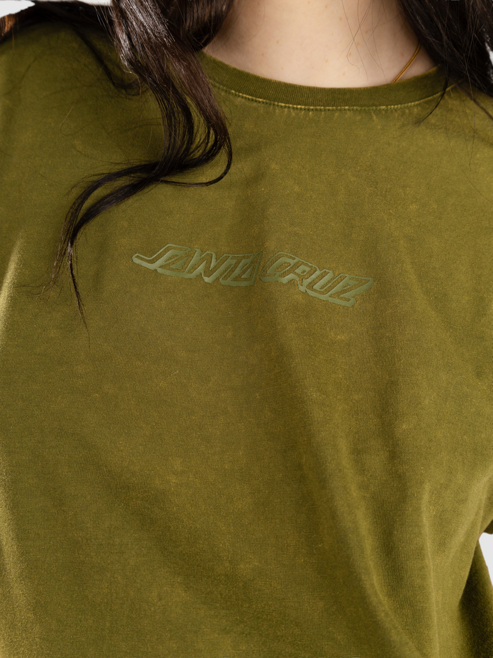 Santa Cruz Wonder Strip Crop T-Shirt sea kelp
