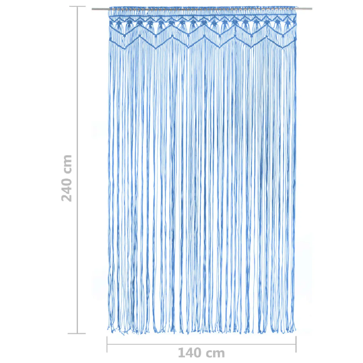 vidaXL Rideau macramé bleu 140x240cm coton