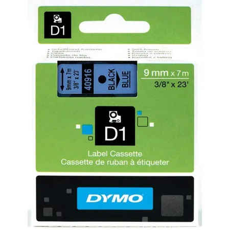 Dymo D1 Schriftband, schwarz auf blau, 9 mm x 7 m