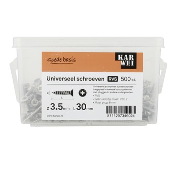 KARWEI unischroef platkop rvs 3,5x30 mm (500 stuks)