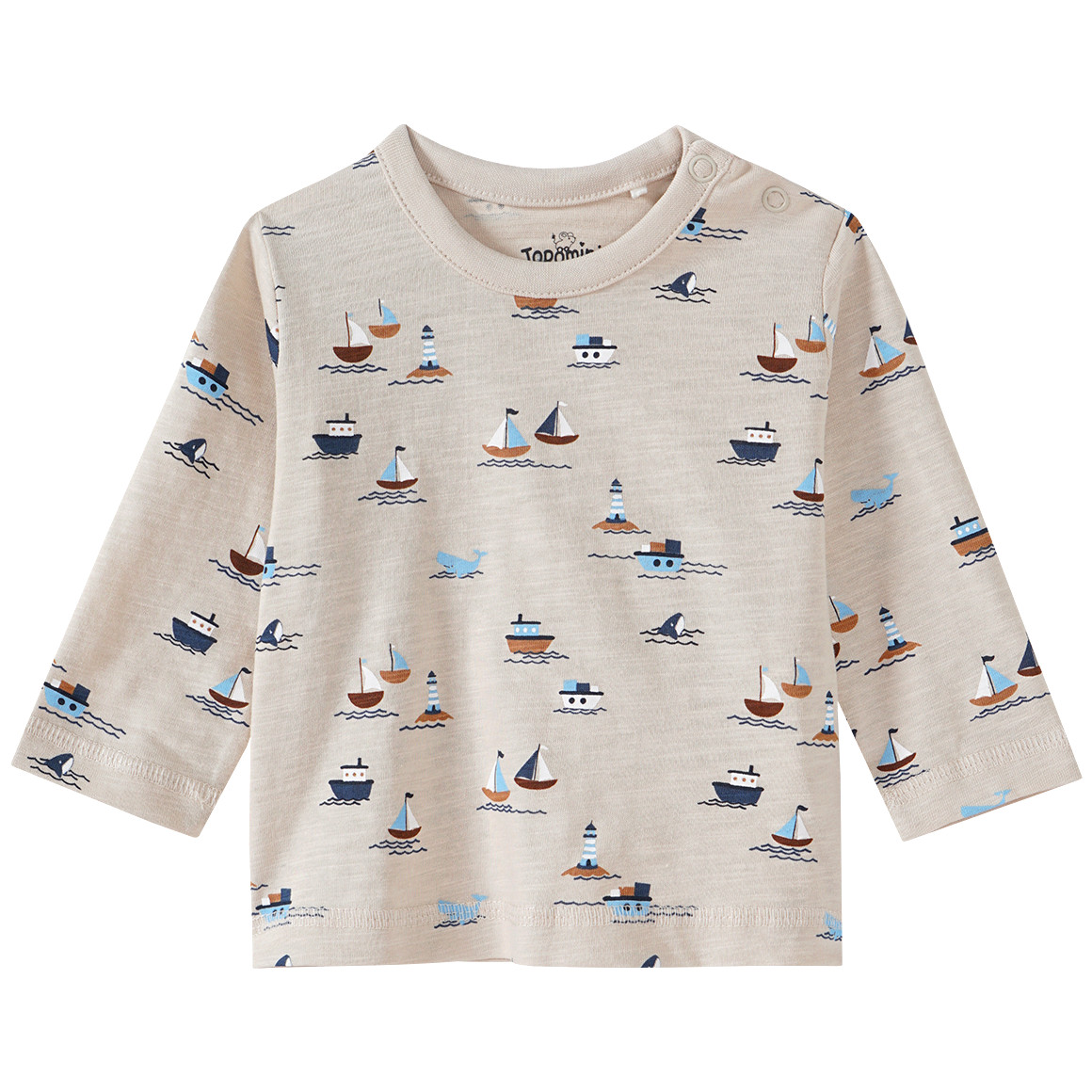 Topomini Newborn Latzhose und Langarmshirt im Set beige / dunkelblau
