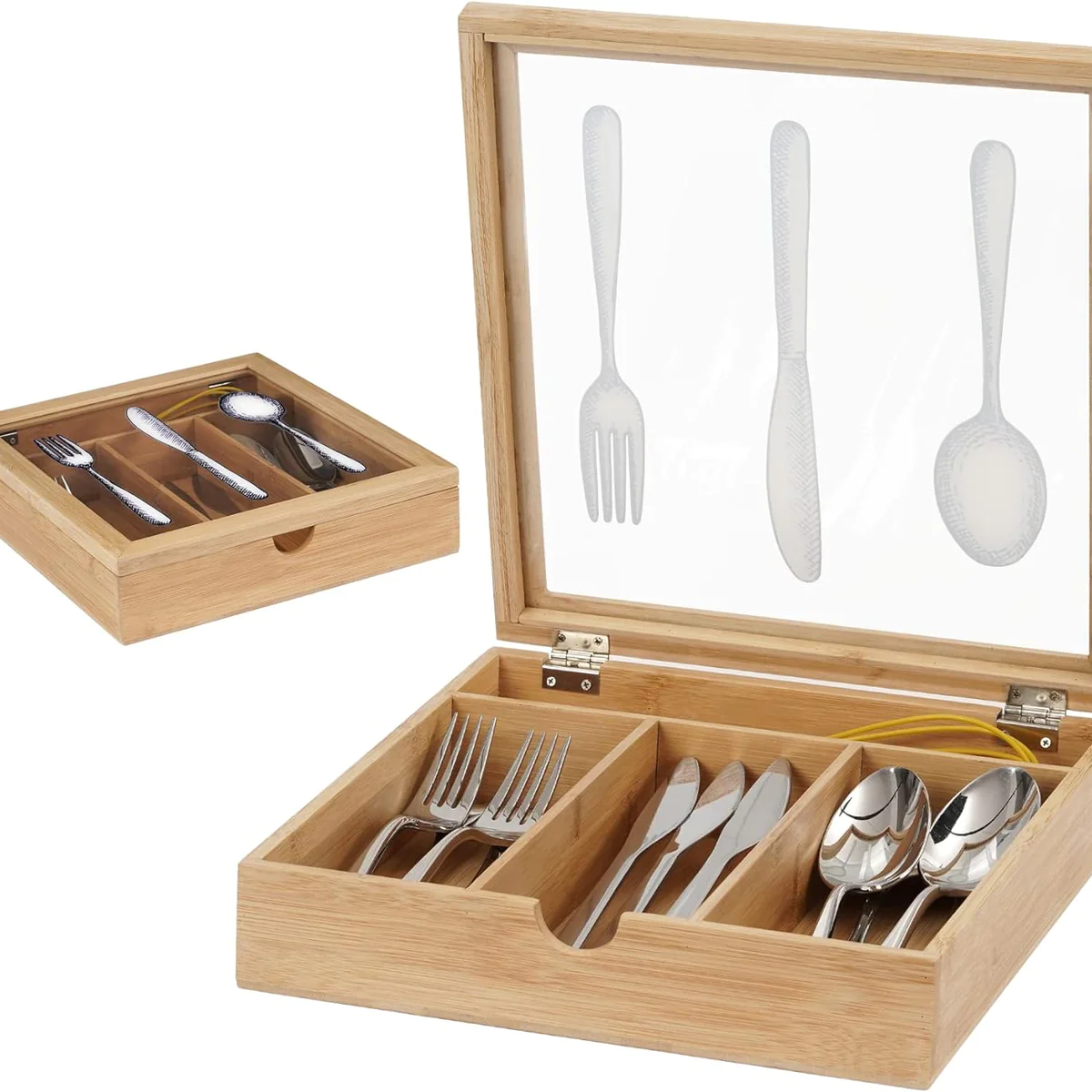 Porte-couverts en bois 4 compartiments pour cuisine ou tiroir Vendos85