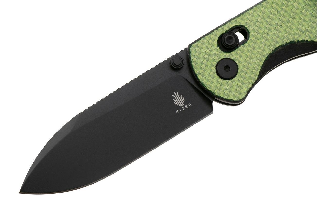 Kizer Vanguard Drop Bear V3619A4 Black Nitro V, G10 Green Carbon Fiber, zakmes, Azo design