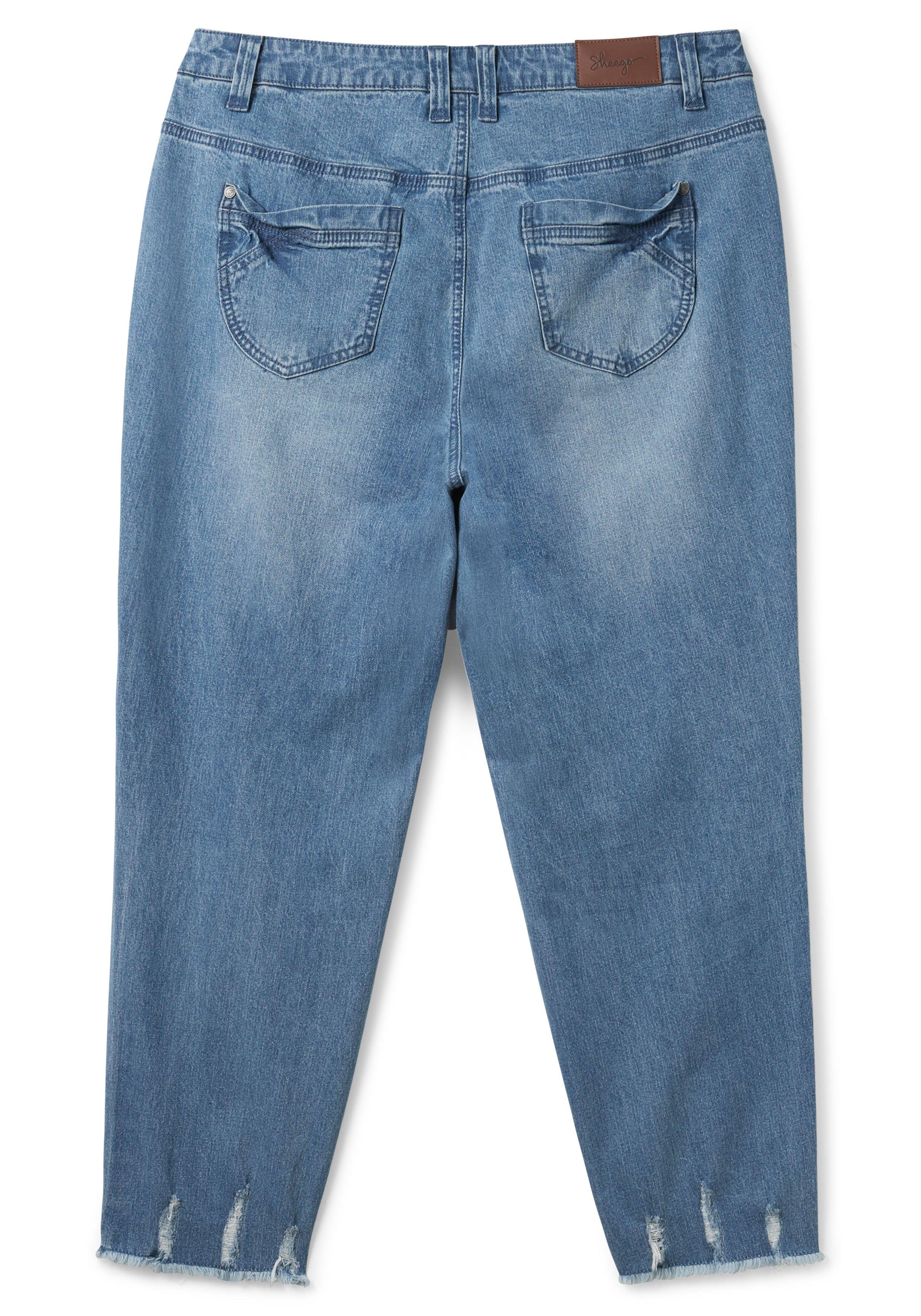 Schmale 7/8-Jeans mit Destroyed-Effekten