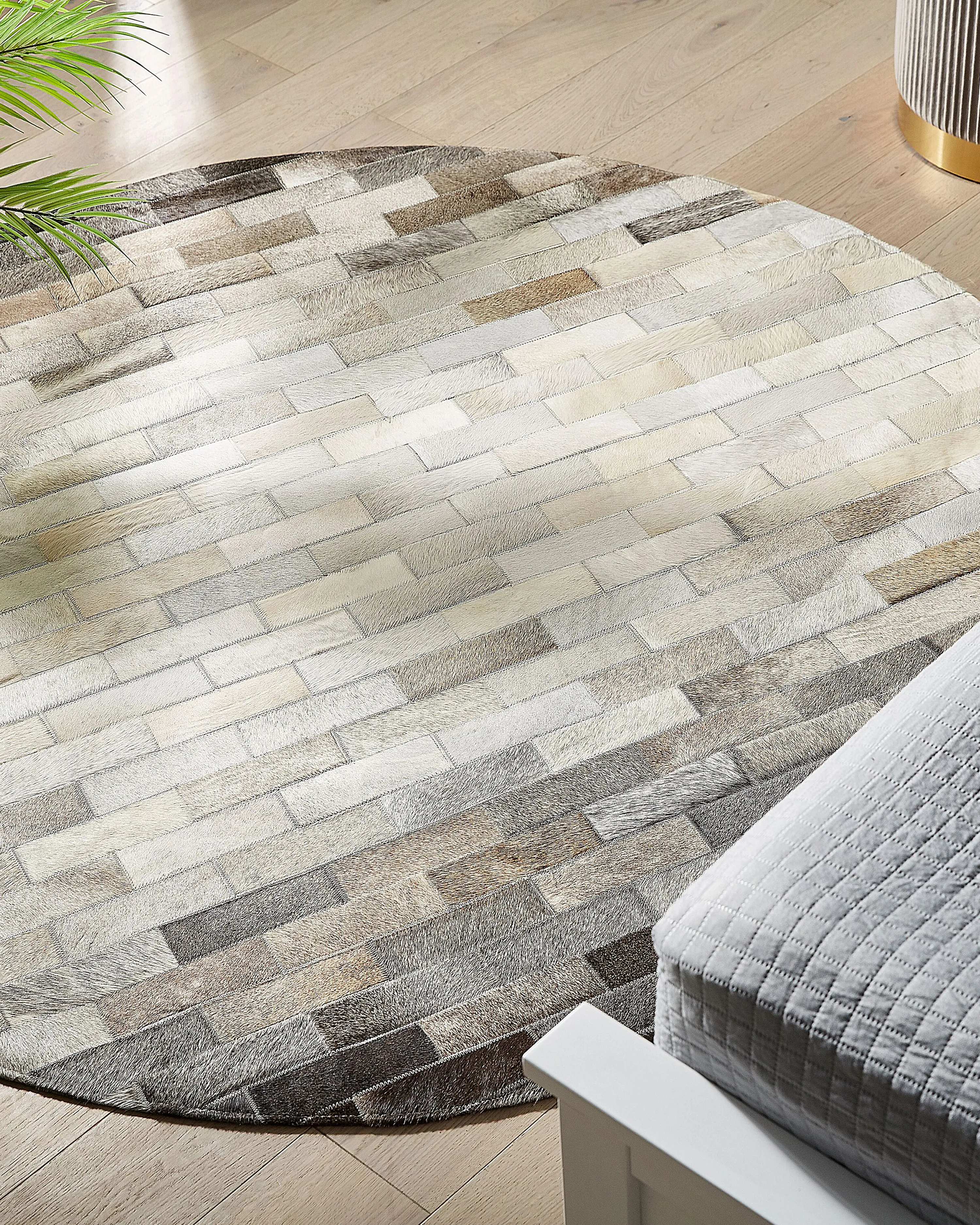 Vloerkleed DUTLAR Beige ø 140 cm Leer
