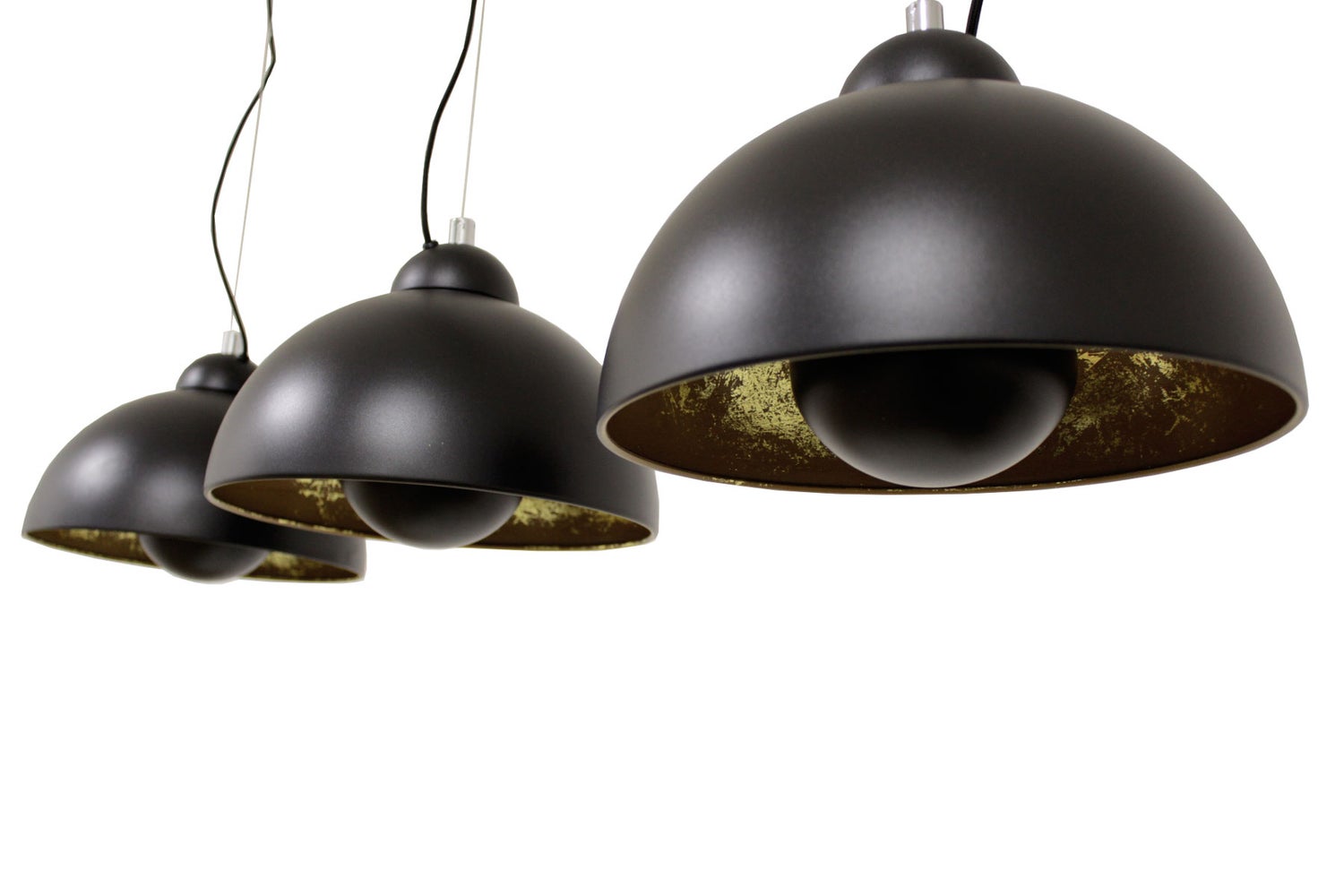 Everaldo hanglamp, zandzwart & goud, 3x Ø 30 cm, E27, 11051