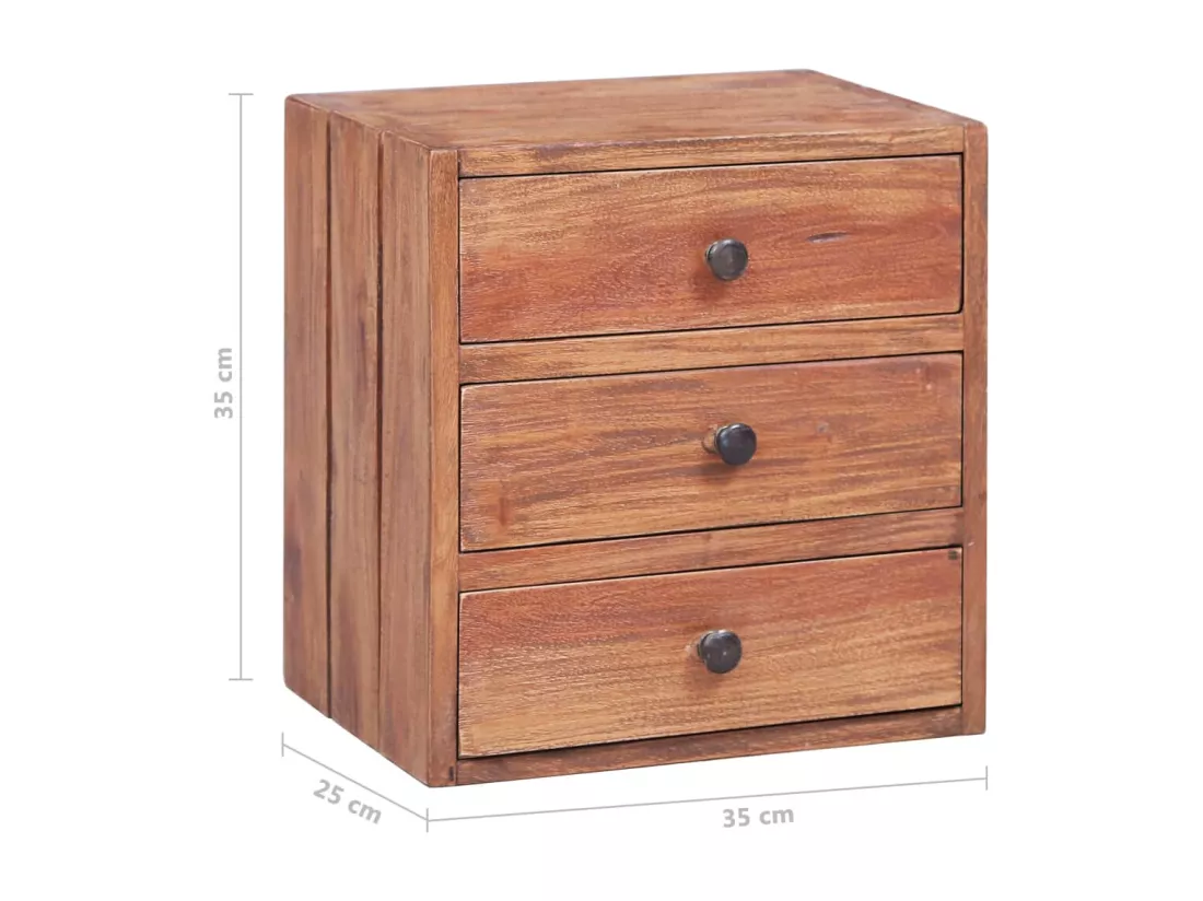 Table de chevet avec 3 tiroirs 35x25x35 cm Bois de récupération