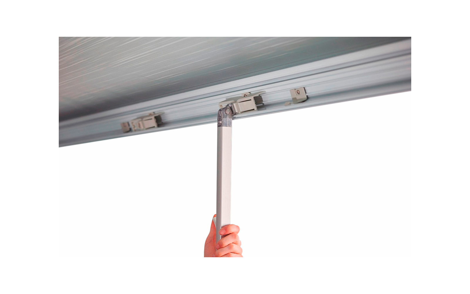 Thule Omnistor 5200 Wandmarkise mit Motor Gehäusefarbe Weiß Tuchfarbe Mystic Grau 3 m