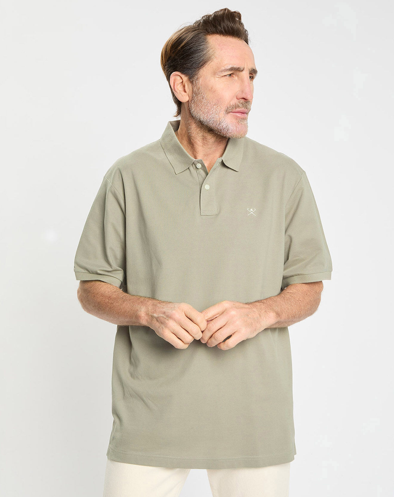 Hackett London Polo Slim Fit manches courtes uni piqué kaki