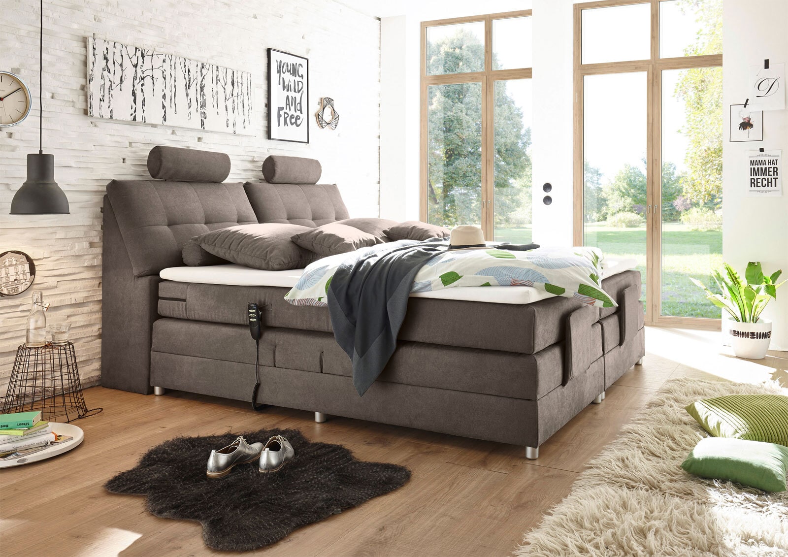 Boxspringbett Palermo, ca. 180 x 200 cm, Stone