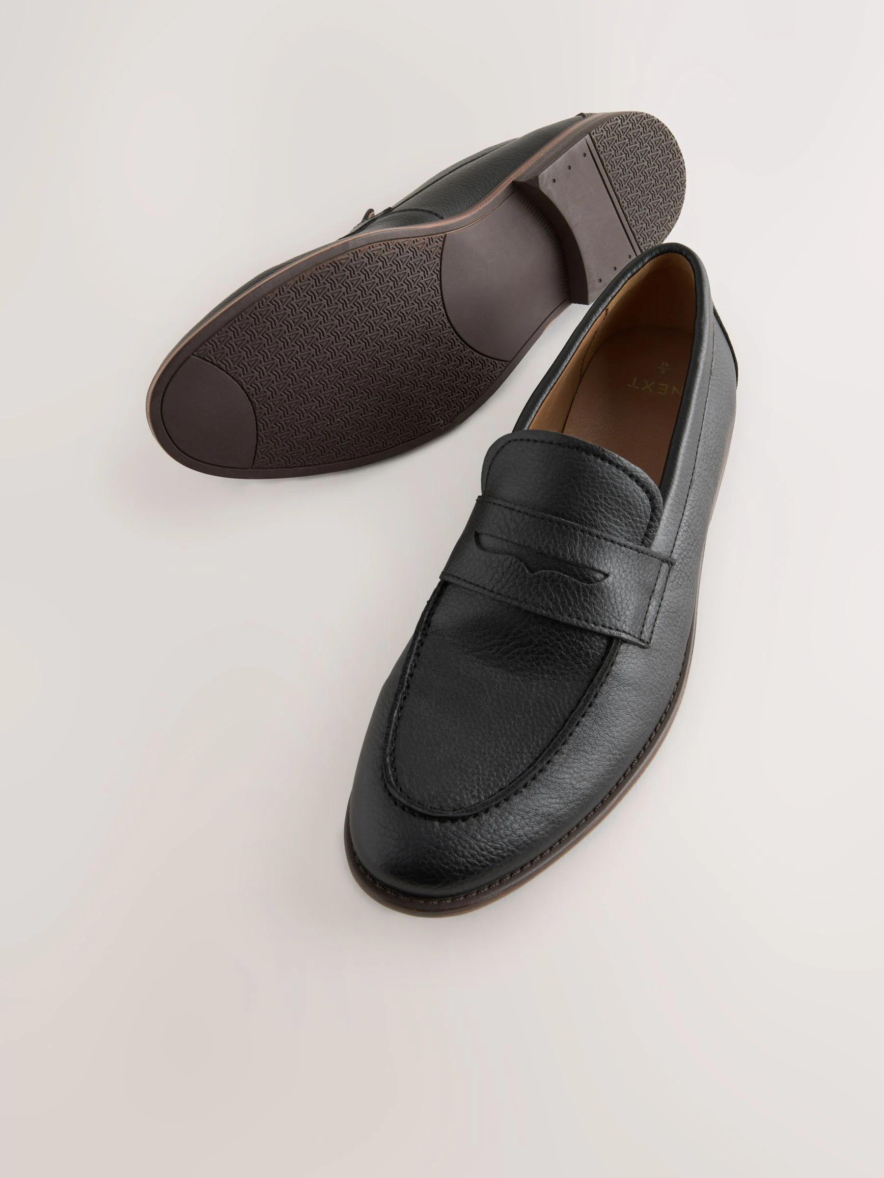 Zwart - Standaard pasvorm - Loafers van zadelleer