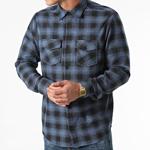 Chemise Manches Longues A Carreaux Quenette Bleu Noir