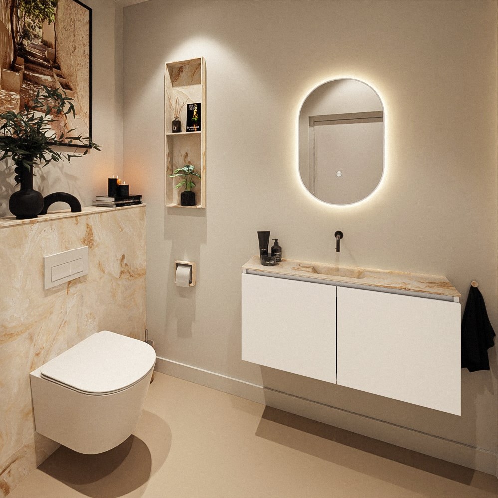 Mondiaz Hope toiletplaat solid surface 100x125cm frappe voorgeboord