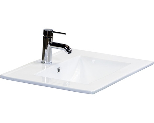 Sanox Dante badkamermeubelset (B x H x D 61 x 52 x 46 cm), frontkleur zwart eiken, met witte keramische wastafel