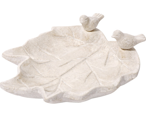 DOBAR Leaf Paradise ronde keramische witte vogel-/insectenbak ca. 31 x 29 x 5,5 cm