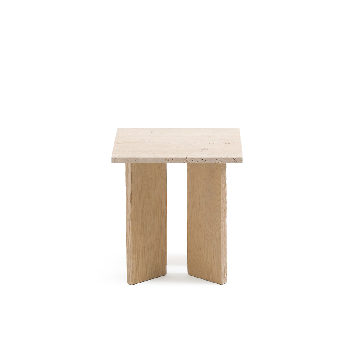 AM.PM<br>Mesa lateral em travertino e carvalho branqueado, Mindo