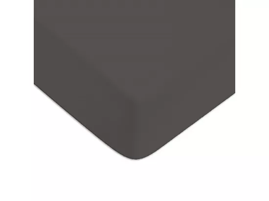 Drap housse en coton 57 fils uni gris 90x200cm