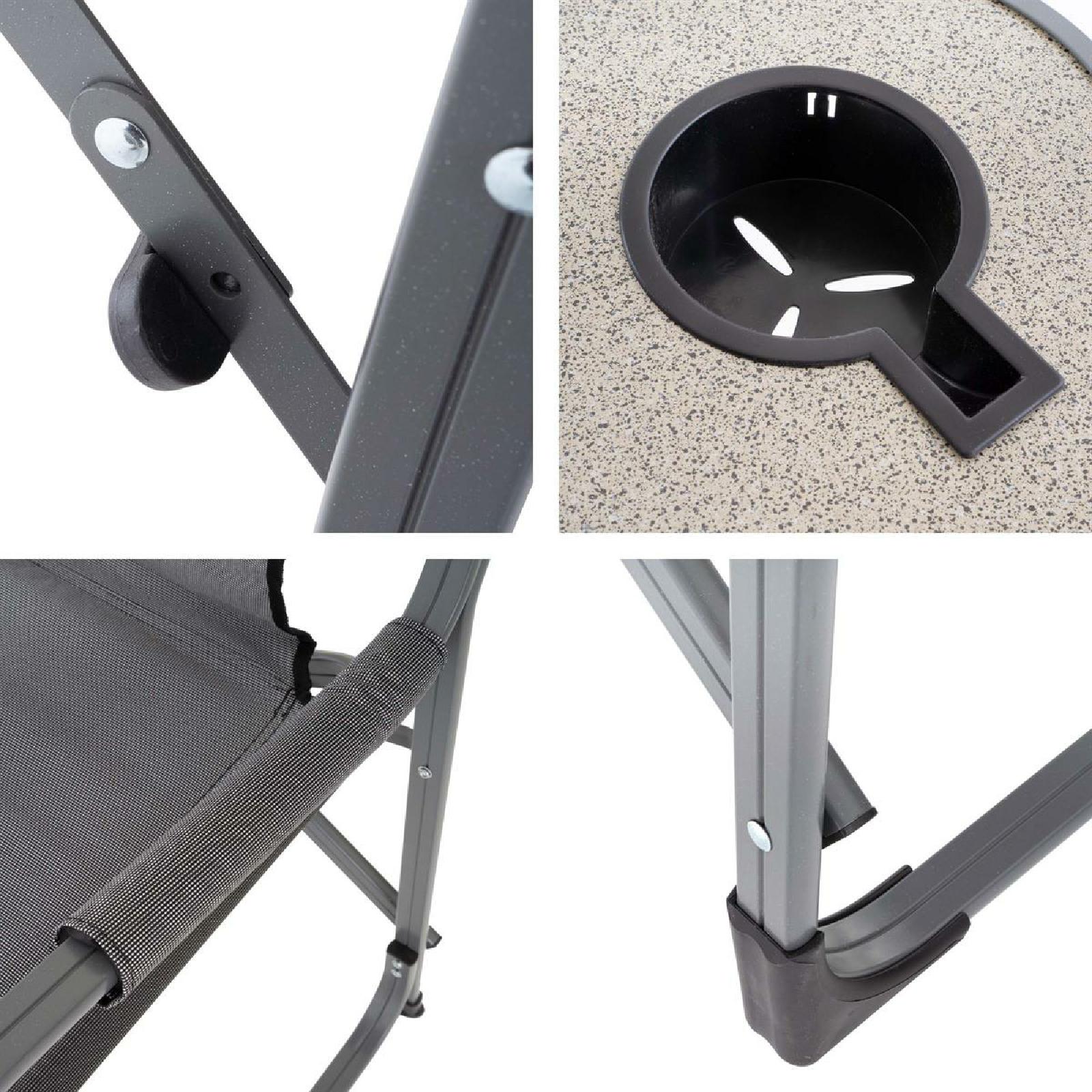 VCM Angelstuhl Regiestuhl Campingstuhl Armlehne Getränkehalter grau Strandstuhl