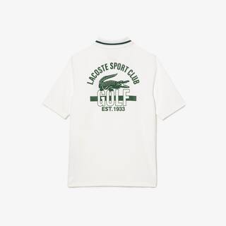 Polo Golf col zippé en piqué indémaillable ultra-dry Manches Courtes - Blanc - Lacoste - Femme