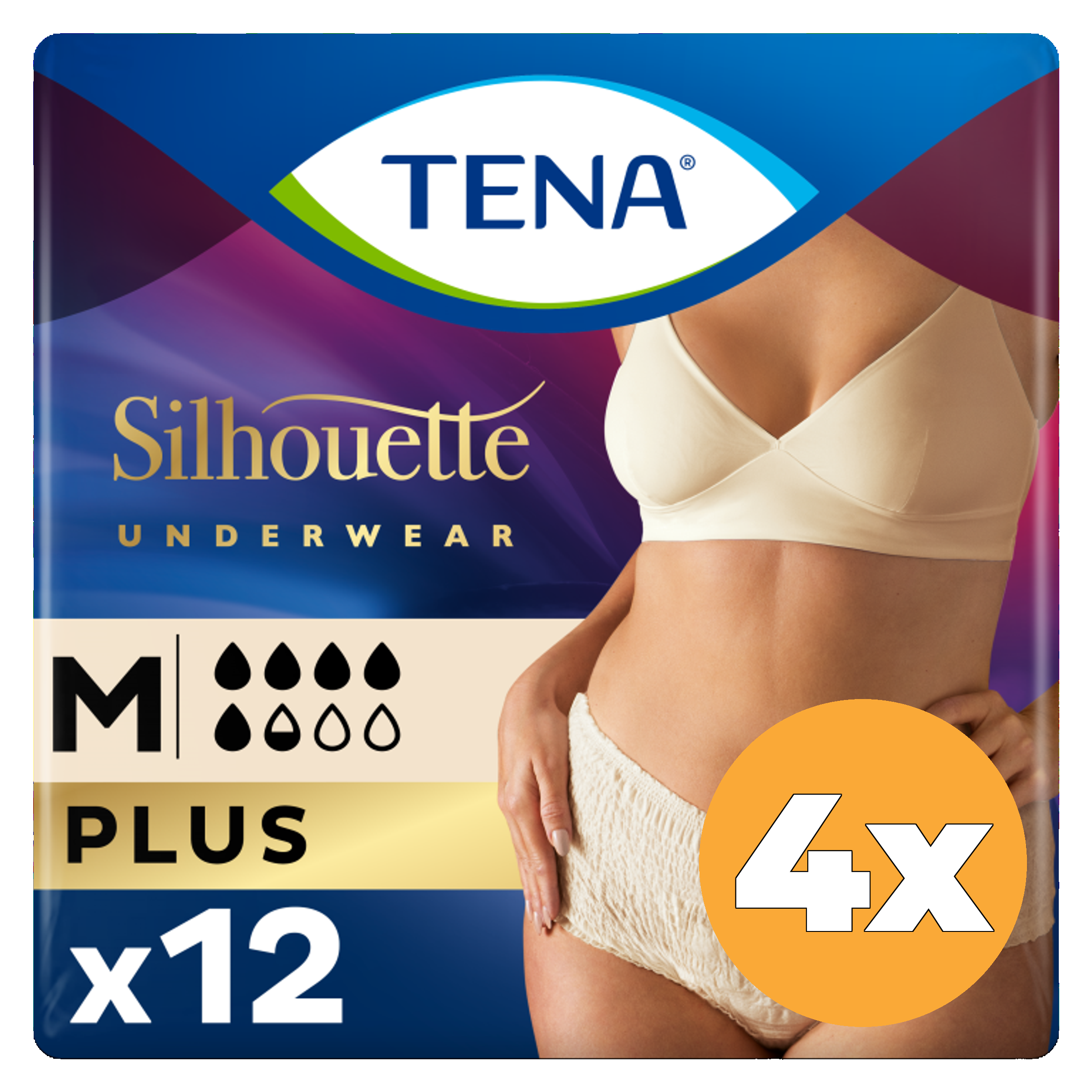 4x Tena Pants plus maat M (12 stuks)
