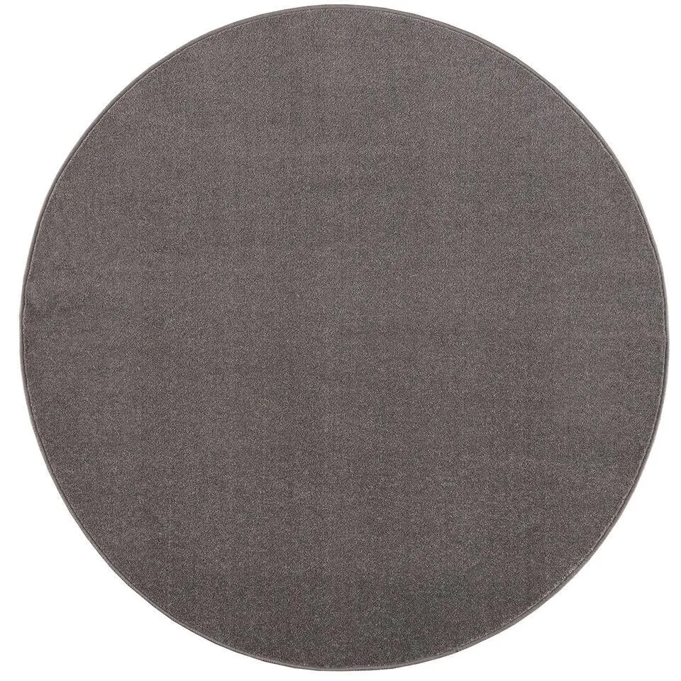 Uni Rond Effen Laagpolig Vloerkleed Modern Grijs - 120 CM ROND
