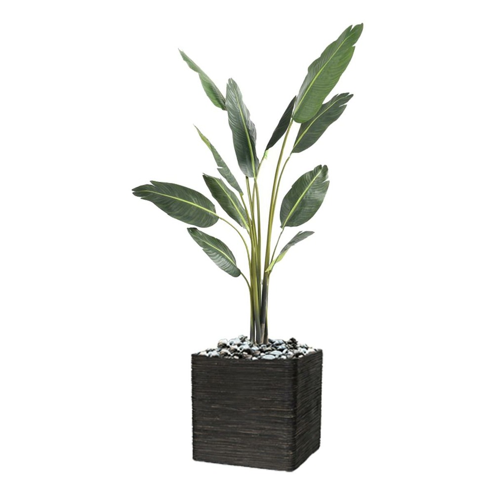 Palmier arbre du voyageur artificiel h 195 cm en pot 10 feuilles